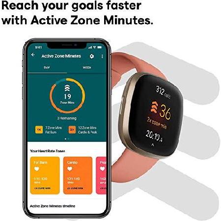 Suica対応】Fitbit Versa 3 スマートウォッチ ピンククレイ [6日間以上 