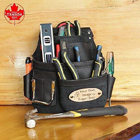 4 Pocket + Hammer Hang Tool Holder - Custom Engraving - Solid Leather - Tool Belt - Fathers Day - Workman - Construction - Nail Pouch (Large + Hammer｜importselection｜02