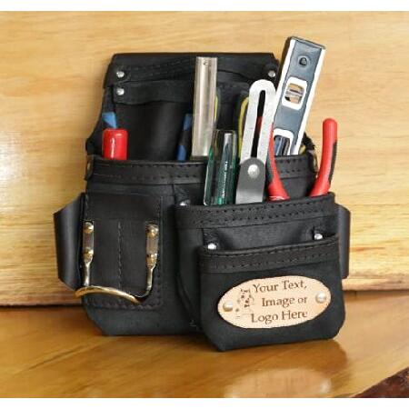 5 Pocket + Hammer Hang Large Tool Holder - Custom Engraving - Solid Leather - Tool Belt - Your Name - Workman - Construction - Nail Pouch (Small Belt｜importselection｜03