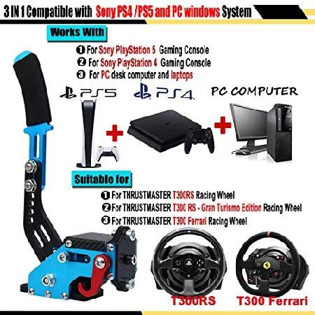 Obokidly Upgrade 3-IN-1 USB Handbrake Support Thrustmaster T300RS  T300 Ferrari Compatible With PS4 PS5 PC For Simracing Game Sim Rig With Clamp (Su