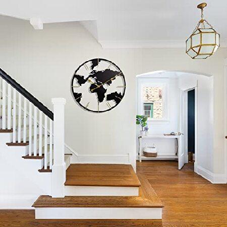 専用出品 大型世界地図壁掛け時計、メタルミニマリストモダン時計、ラウンドサイレント カチカチ音がしない 電池式 リビングルーム/ホーム/キッチン/寝室/オフィス/学校の 【R2563728112】(13150円)