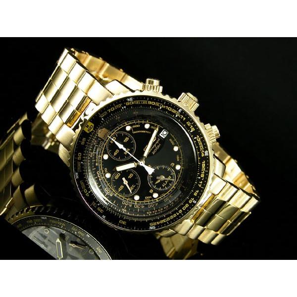 セイコー SEIKO クロノグラフ アラーム メンズ 腕時計 SNA414P1 ブラック x ゴールド 