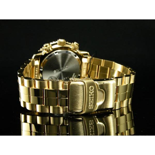 セイコー SEIKO クロノグラフ アラーム メンズ 腕時計 SNA414P1 ブラック x ゴールド 