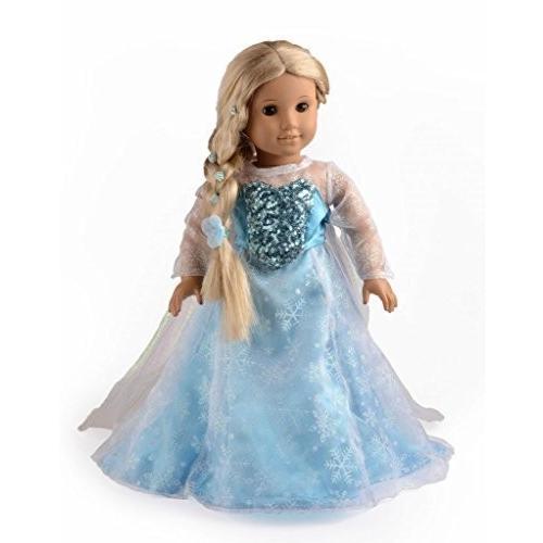Sweet Dolly Queen Elsa Princess Costume For 18-Inch American Girl Doll