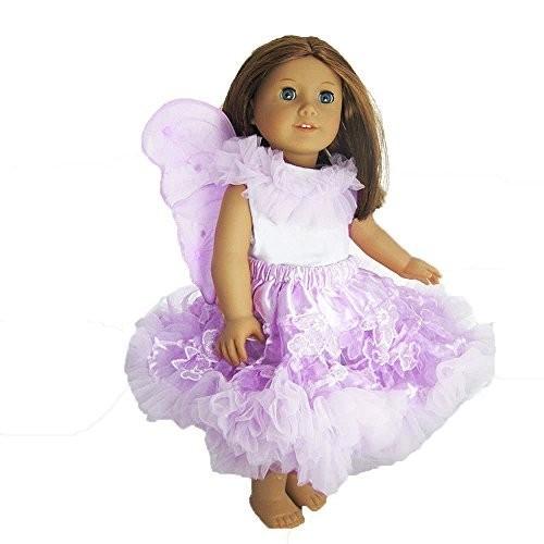 Doll Clothes Lavender Purple Fairy Princess outfit with pettiskirt tutu top and wings - fits 18