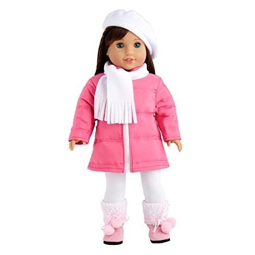 Parisian Adventure piece outfit pink coat, white beret, scarf, leggings and pink boots 18 i