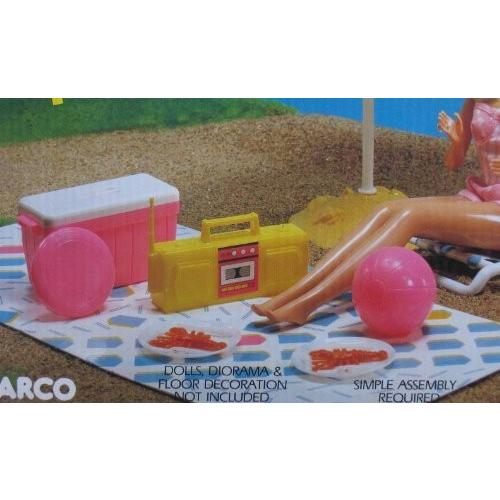 Barbie & Skipper Beach Party Playset w 26 Pieces (1988 Arco Toys