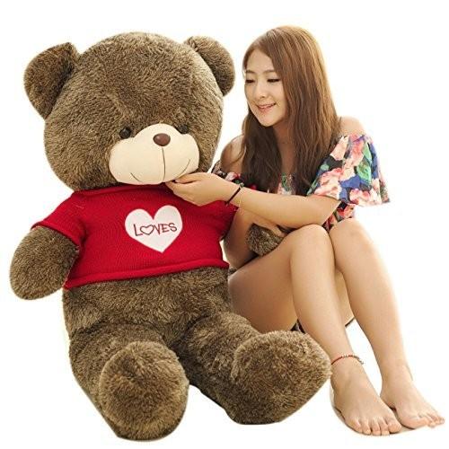 在庫有り・即納 MorisMos Sweatheart Giant Teddy Bear 39 1M Dark Brown with Love Sweater