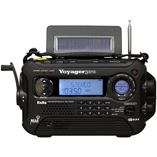 Kaito Voyager Pro KA600 デジタルソーラー発電 AM/FM/短波ラジオ NOAA天気緊急ラジオ Alert & RDS ブラッ