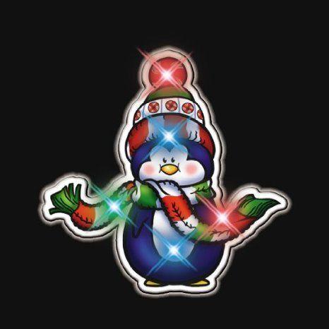 近鉄京都線 Christmas Penguin with Scarf Flashing Blinking Light Up Body Lights Pins (25-Pack) おもちゃ