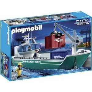 国内在庫即発送 PLAYMOBIL (プレイモービル) Cargo Ship with Loading Crane ブロック おもちゃ