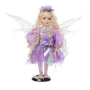 Damara Girl's 16!° Porcelain Doll Cute Pretty Flower Fairy Purple Dress Design Collection ドール
