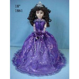 【今日の超目玉】  18 inch Porcelain Umbrella Dolls Quince Anos Purple ドール 人形 フィギュア その他人形