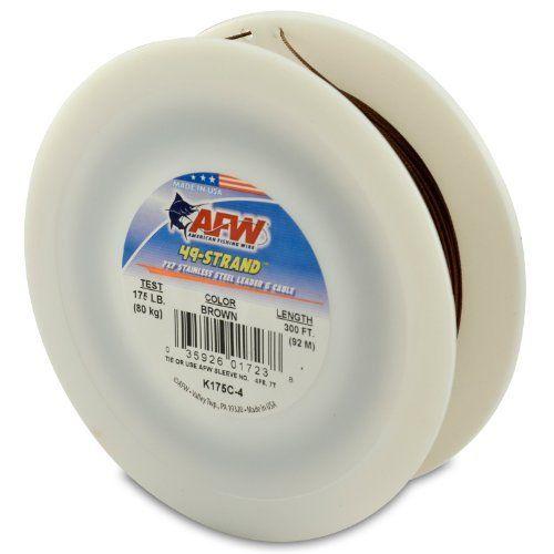 American Fishing Wire 49-Strand Cable Bare 7x7 Stainless Steel Leader Wire Camo Brown Color 175 Po