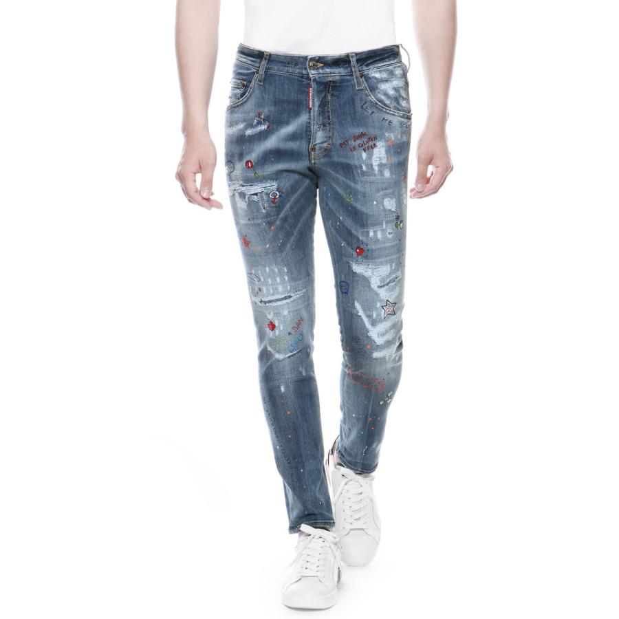 Dsquared 2 ディースクエアード クラッシュ リメイク ペイント加工 ジーンズ Skater スケーター S74lb0922 S 470 インポートショップドゥーブル 通販 Yahoo ショッピング