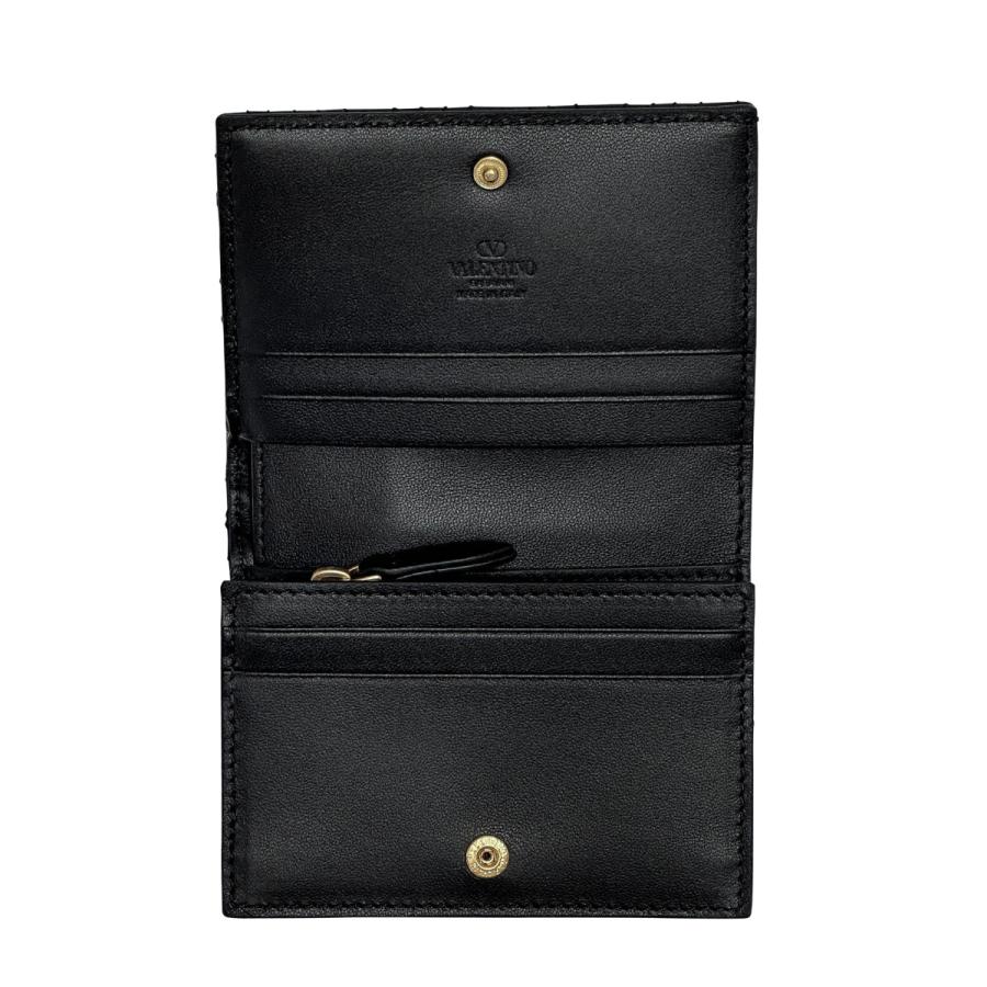 【極美品】VALENTINO 二つ折り財布 レザー ブラック レディース 極美品】VALENTINO 二つ折り財布 レザー ブラック レディース