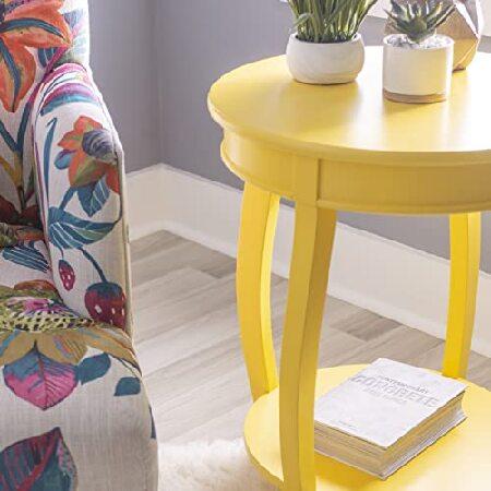 Yellow Round Table with Shelf - 2