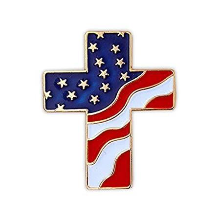 【メール便無料】 's Pinmart American 10【並行輸入品】 Patrioticクロス宗教ジュエリーエナメルラペルピン Flag その他レディースアクセサリー