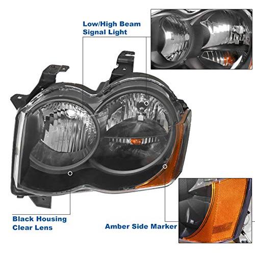 ZMAUTOPARTS Replacement Headlights Lamps Black w/6.25
