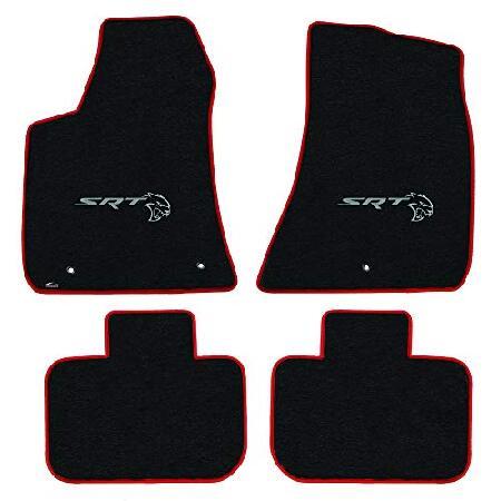 着後レビューで 送料無料 Lloyd Mats プレミアム バインディング フロアマット Dodge Charger Hellcat Logomat AWD/RWD 2015/ON (ブラックとレッド) (チャコール、4PC - RWD)