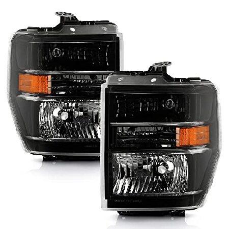 ACANII - 2008-2014 フォード E150 E250 E350 全モデル ブラック ハウジングヘッドライト ヘッドランプ ペアセット 交換用 左右
