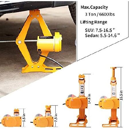 Electric Car Jack Kit ROGTZ Electric Scissor Jack 3 Ton All-in-one Automatic 12v Scissor Lift Jack with Hand Crank for Tire Change Replacement｜importstore-maron｜02