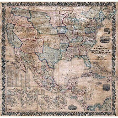 ArtDirect 1856 Mitchell Wall Map of The United States 37x36 Huge Gallery Wrapped Canvas Museum Art by Mitchell｜importstore-maron｜03
