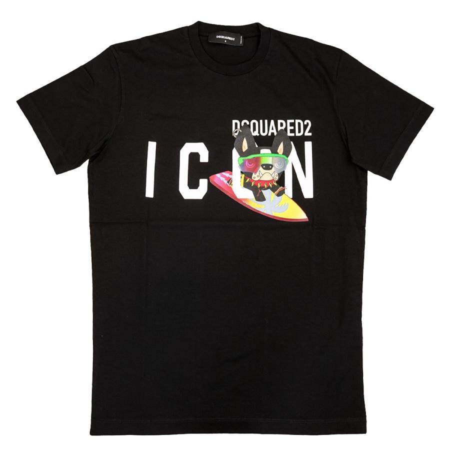 DSQUARED2 ディースクエアード 半袖Tシャツ S79GC0064 S23009 ICON T-SHIRT メンズ 男性 CIRO DOG サーフィン 900 BLACK ブラック｜importteresa｜06