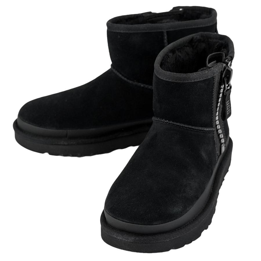 UGG アグ ムートンブーツ 2023年-2024年秋冬新作 1144034 Classic Mini Zipper Tape Logo レディース 靴 ブーツ ショートブーツ BLACK/BLK ブラック｜importteresa｜06