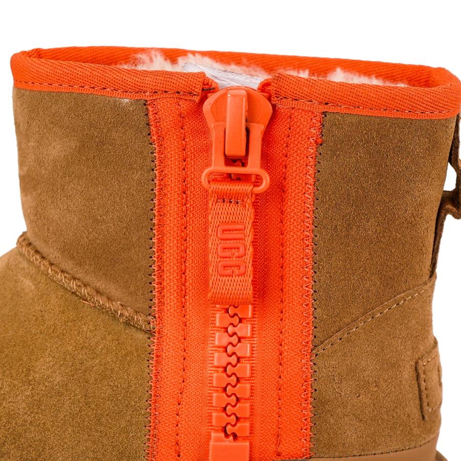 UGG アグ ムートンブーツ 2023年-2024年秋冬新作 1144034 Classic Mini Zipper Tape Logo レディース  女性 CHESTNUT/CHE チェスナット