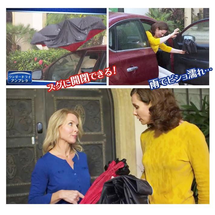 【送料無料】傘 レディース おしゃれ ワンダードライアンブレラ 逆さま傘 ワンタッチ 雨傘 濡れない傘 ブラック ブルー レッド 花柄 ローズ 男女兼用 台風 |  | 04