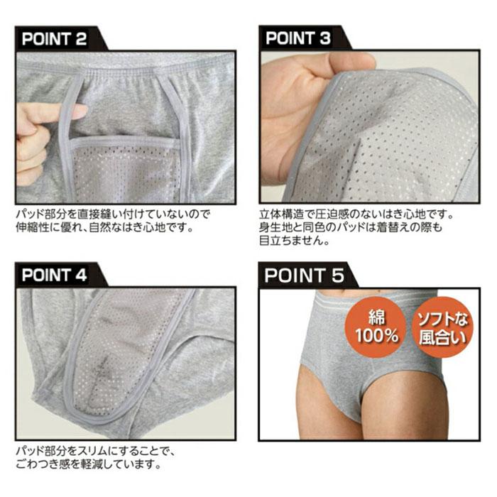 【3枚セット】ウェルドライ 40cc 軽失禁対策 男性用 メンズ ブリーフ ウエルドライ 安心パンツ 日本製 吸水速乾 尿漏れ 横漏れガード 尿もれパンツ 下着 | TEIJIN MEN'S SHOP | 05
