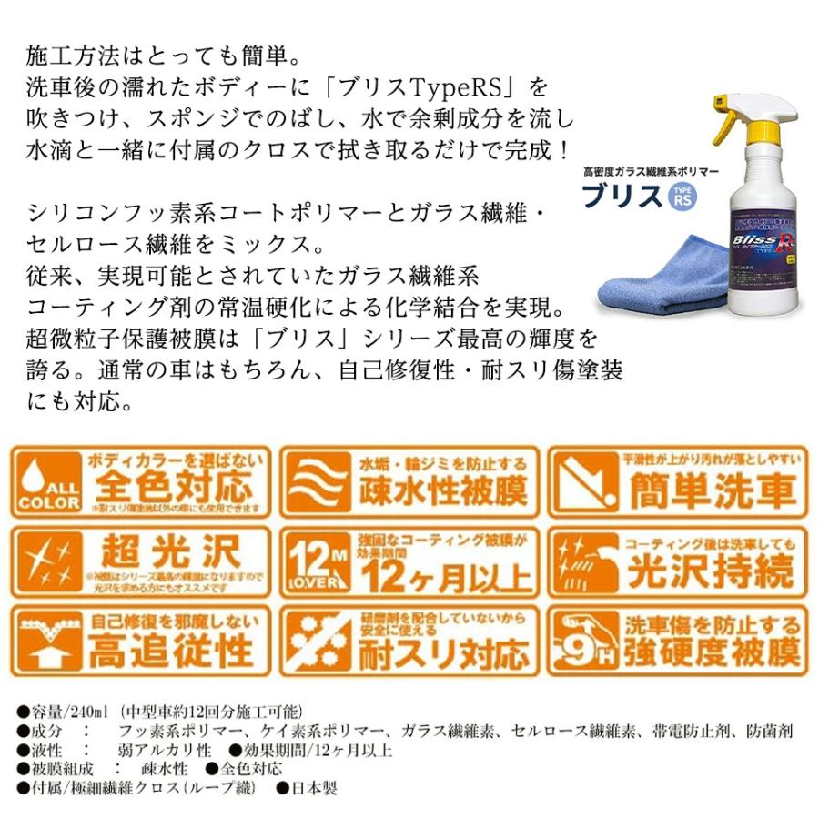 高密度ガラス繊維ポリマー ブリス 高密度ガラス繊維系ポリマー ブリスtypers 240ml 極細繊維クロス付 自動車 コーティング剤 保護光沢 カー用品