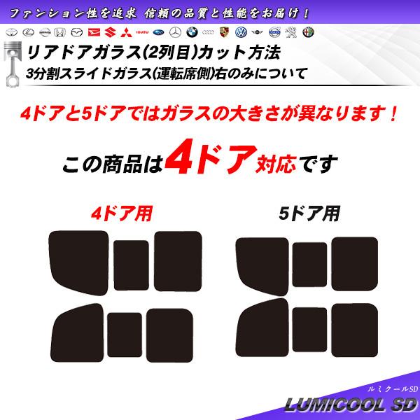 日産 NV350 キャラバン スーパーロング 4ドア (CS4E26/CW4E26) ルミクールSD 熱整形一枚貼りあり カット済みカーフィルム リアセット｜impre｜03