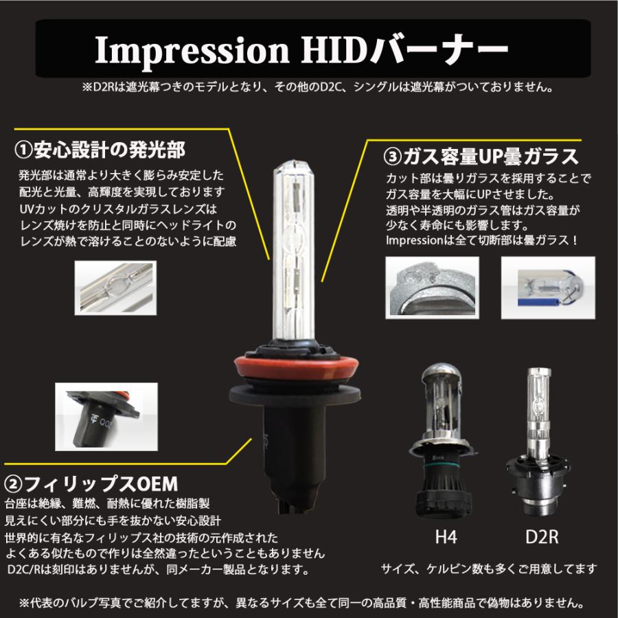 55W-70W D2C D2R D2S HIDバルブ 純正交換用 バーナー ヘッドライト｜impression0033｜02