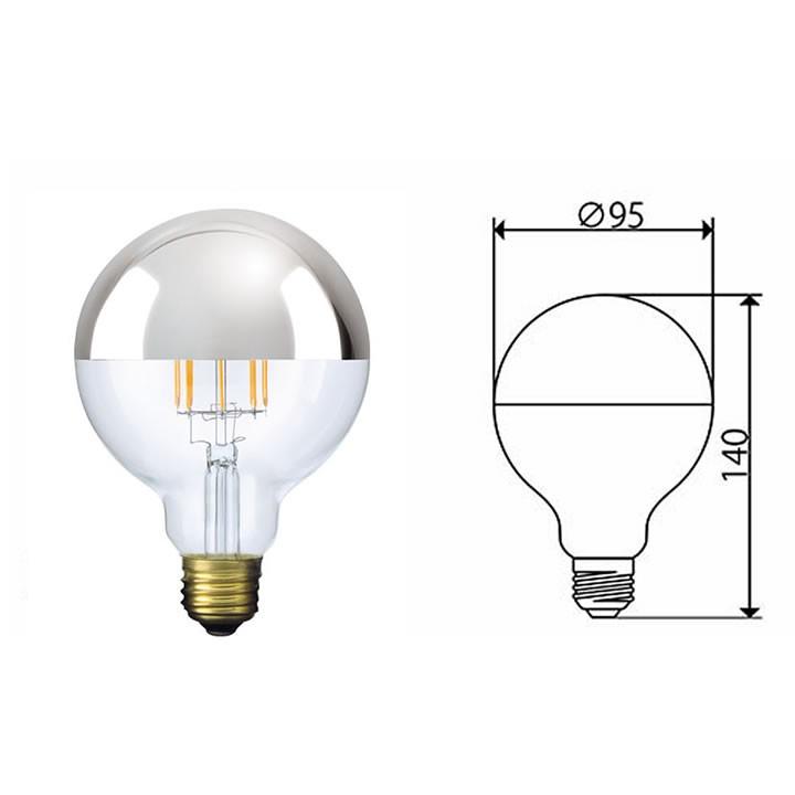 ビートソニック フィラメントLED電球 Siphon ボール95 Tミラー Silver