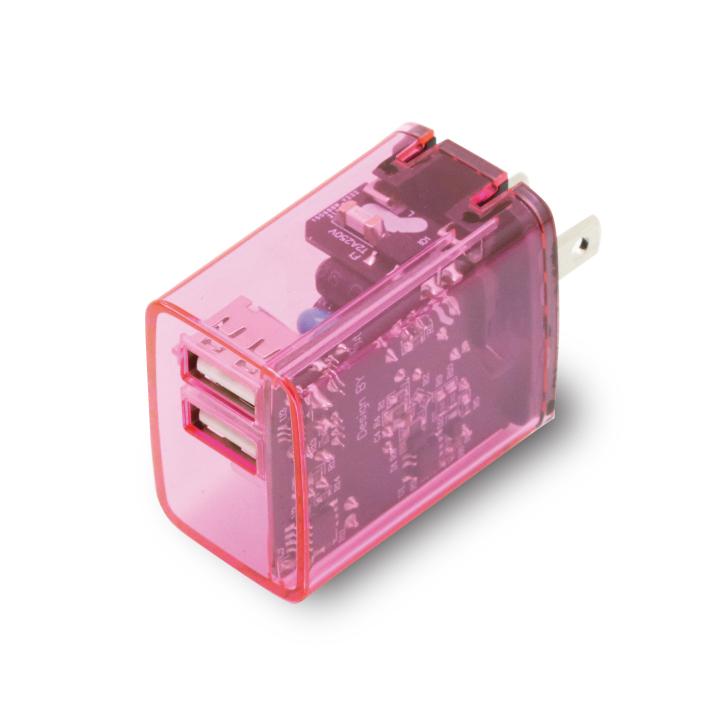 AC充電器 USB 2ポート 2port Smart IC付き クリア スケルトン 透明