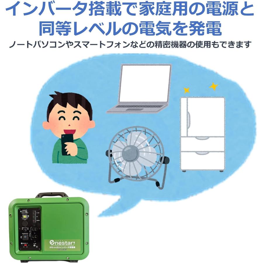 ポータブル電源 発電機 カセットガス インバータ発電機 50/60Hz 切替式