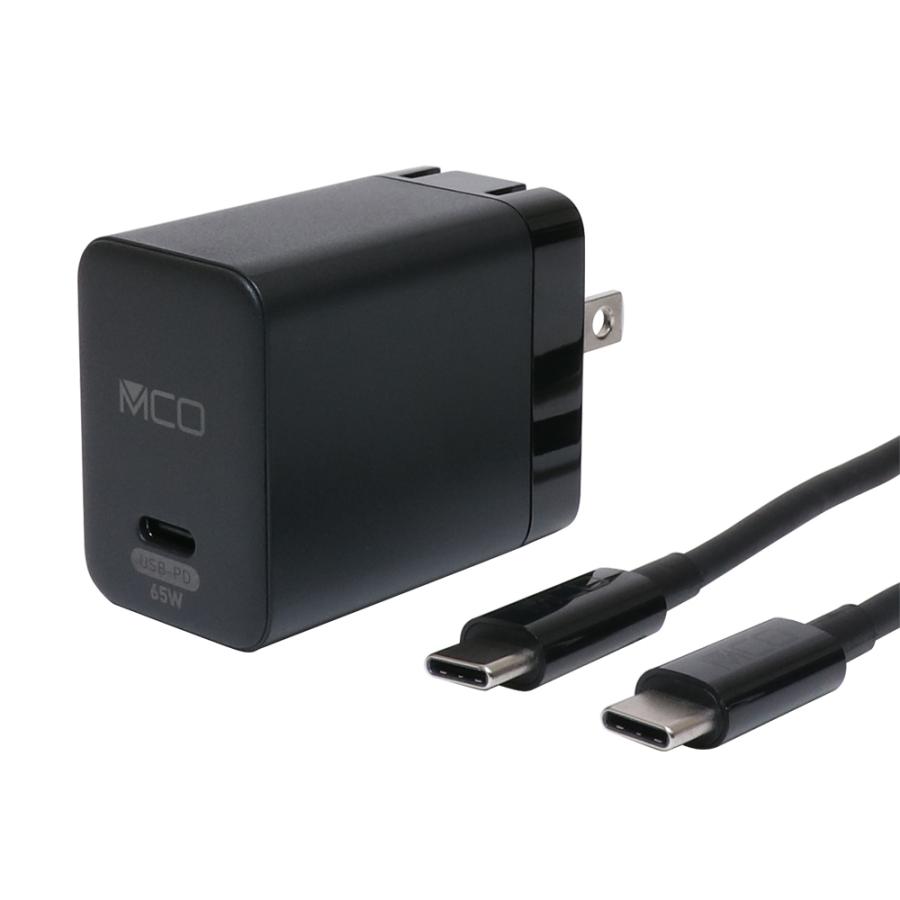 充電器 USB PD対応 GaN USB-ACアダプタ 65W Type-Cケーブル付 MCO IPA-CS03/BK 爆買 | 