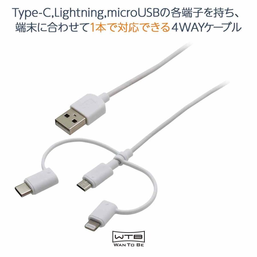 Apple認証品 MFi 3in1 ケーブル 2.4A 1m iPhone iPad スマホ Lightning タイプC マイクロUSB 変換 コネクタ｜imprinc｜02
