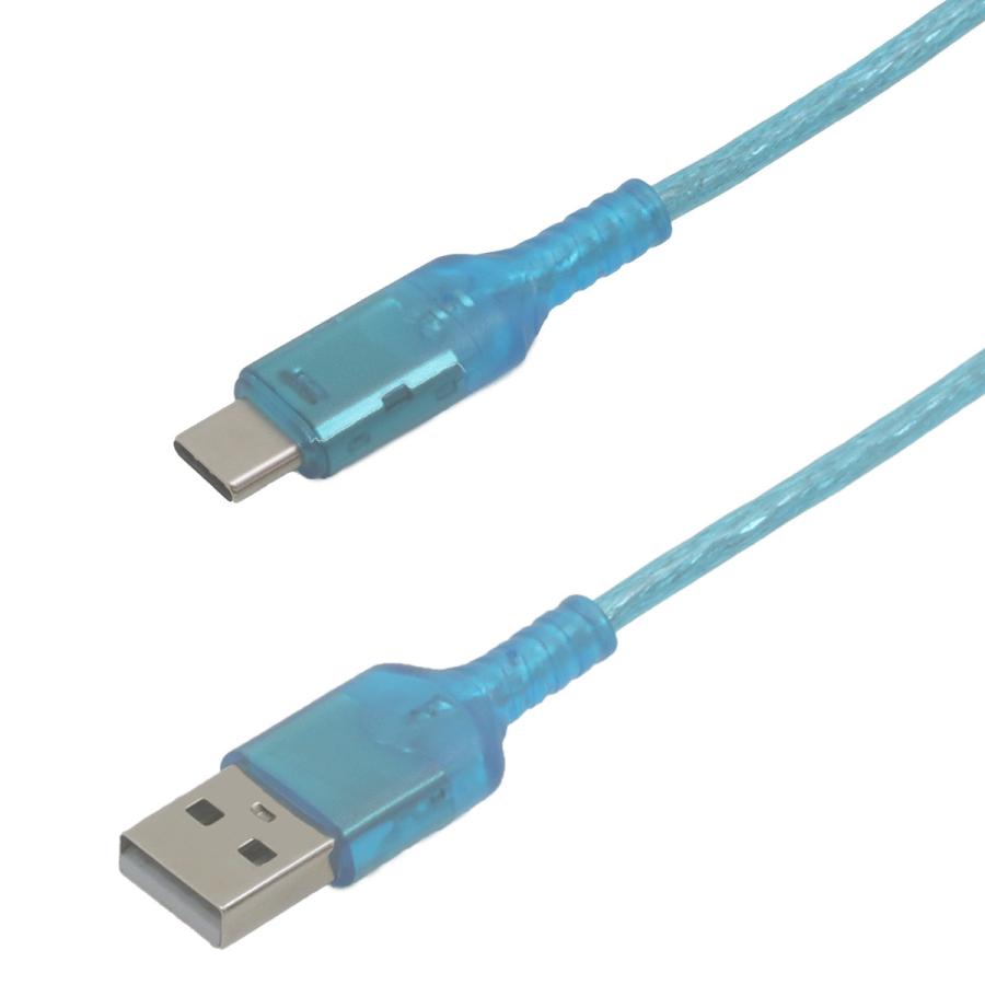 ケーブル Type-C Type-A USB クリアカラー 1m スケルトン 透明 PD対応