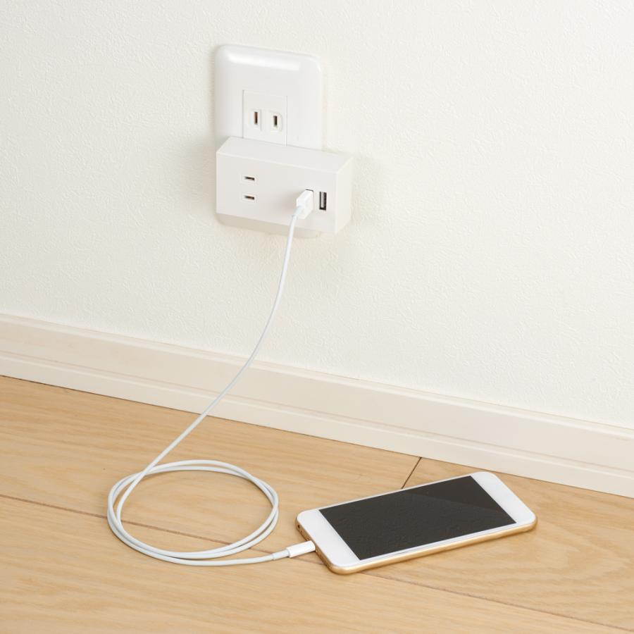 40点セット YAZAWA フロントタップ型 2AC+2USB 2.1A ホワイト Y02FS400WH2Uの画像