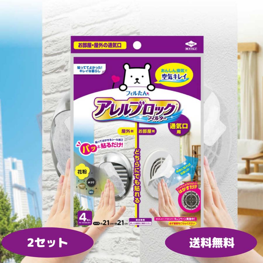 東洋アルミ アレルブロックフィルター 通気口用 約21×21cm 4枚入 2