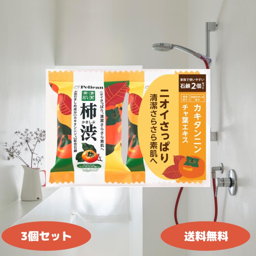 ペリカン石鹸 柿渋石鹸 ペリカンファミリー石鹸 柿渋 80g × 2個 3
