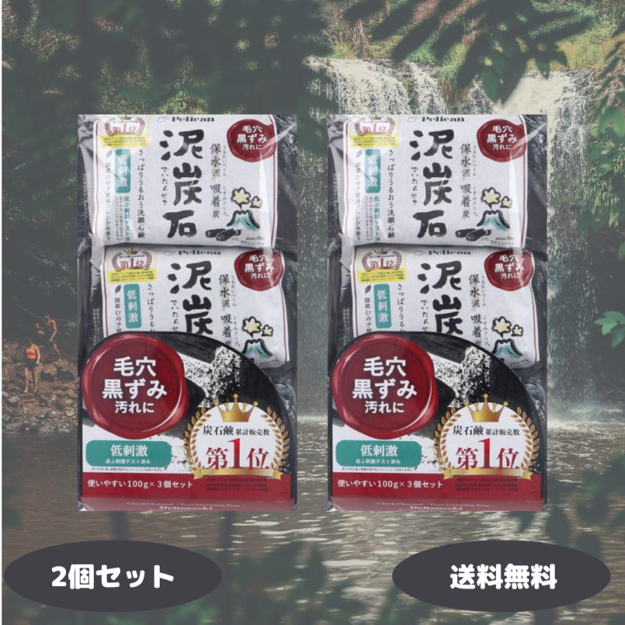 ペリカン石鹸 泥炭石 洗顔石鹸 100g 3個入 2個セット 炭石鹸 石鹸