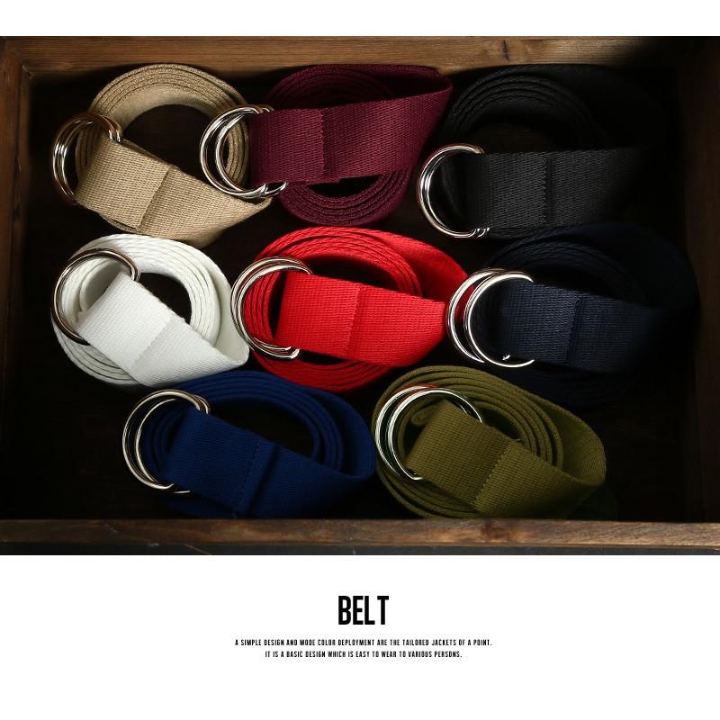 ベルト メンズ ダブルリング カジュアル キャンバス 布ベルト 小物 グッズ 無地 プレゼント | improves | 01