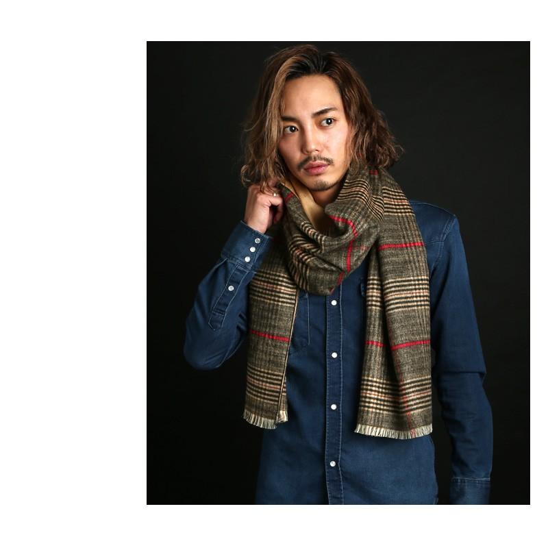 マフラー メンズ ストール リバーシブル スヌード チェック フリンジ ビジネス カジュアル | improves | 03