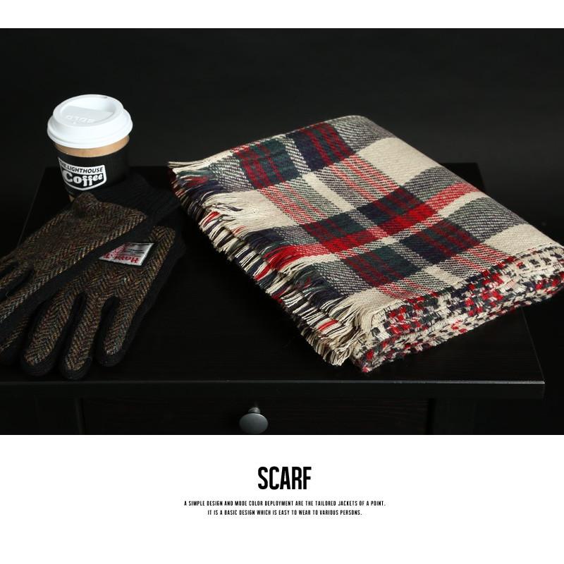 マフラー メンズ ストール リバーシブル スヌード チェック フリンジ ビジネス カジュアル | improves | 01