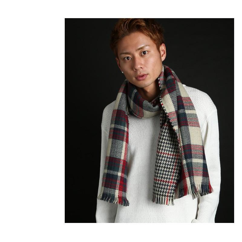 マフラー メンズ ストール リバーシブル スヌード チェック フリンジ ビジネス カジュアル | improves | 03