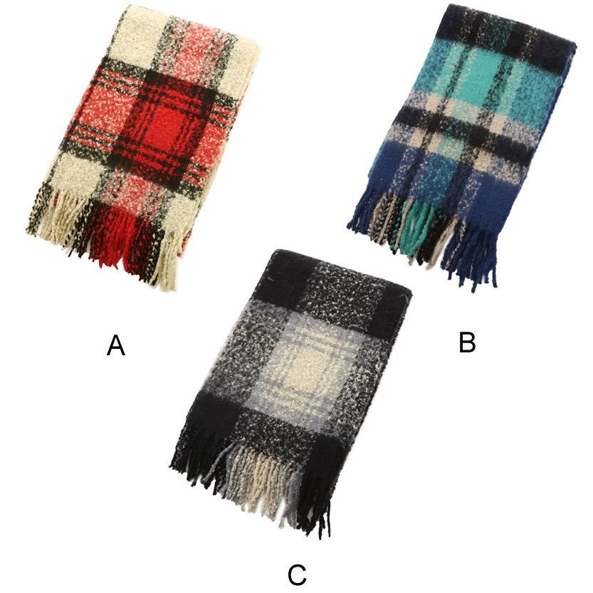 マフラー メンズ ストール スヌード チェック フリンジ もこもこ ビジネス カジュアル | improves | 04